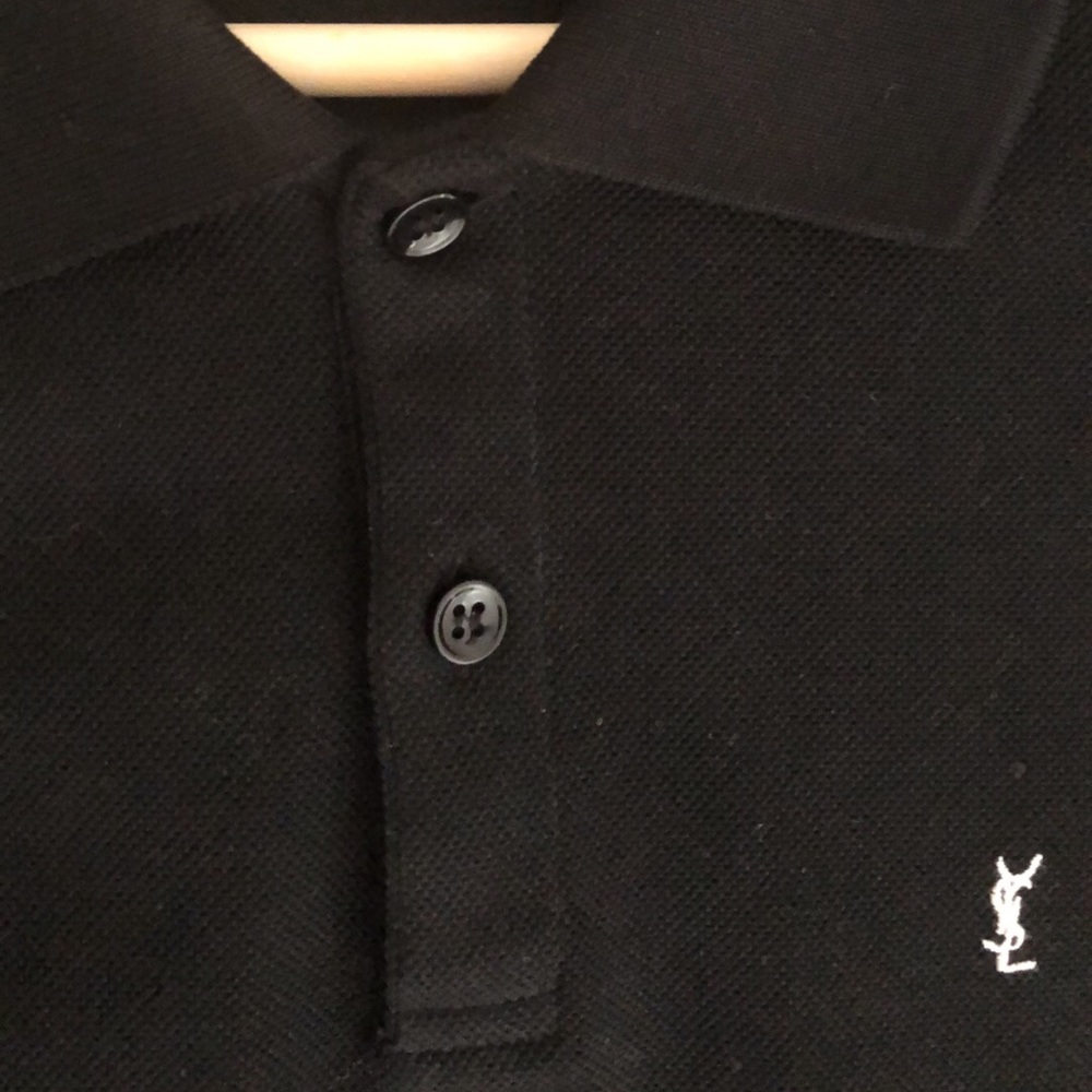 Saint Laurent Pique YSL Logo Polo, Black Med-Large - Picture 6 of 8